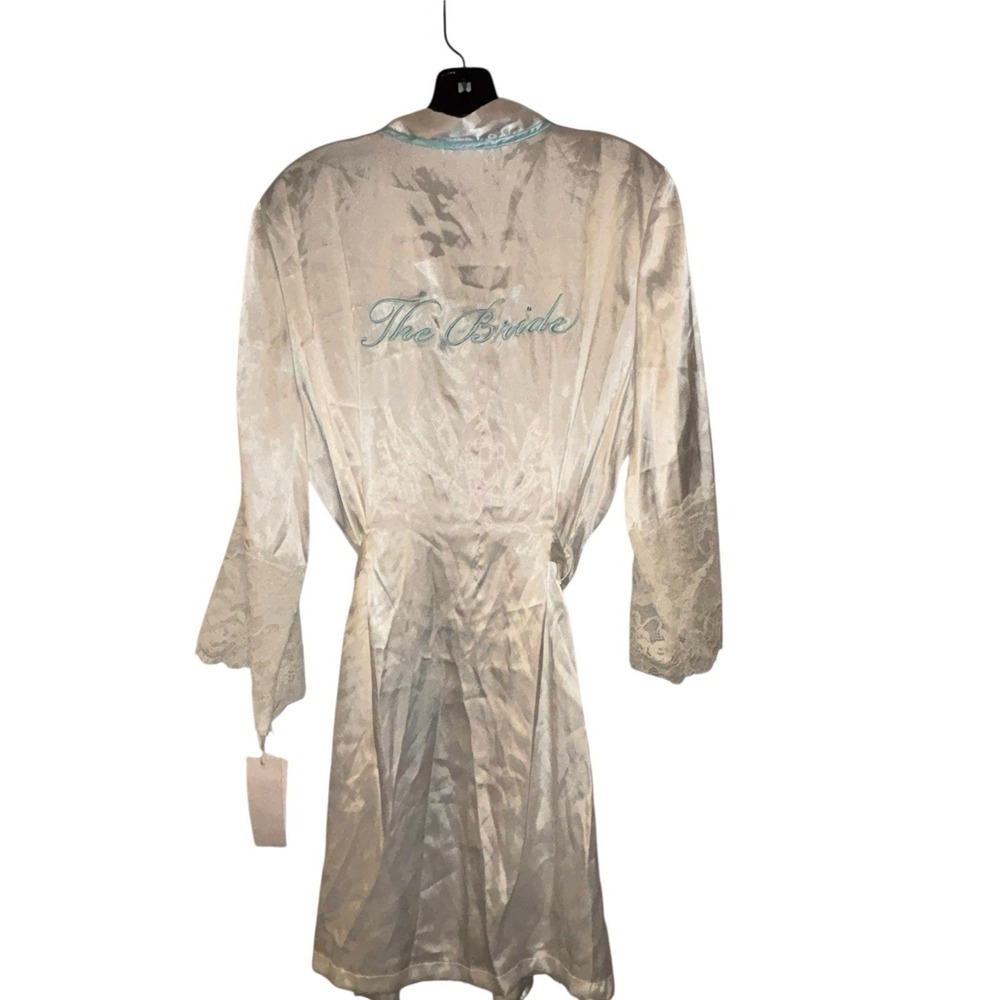 Linea Donatella Mrs Satin Robe Bridal Wedding Size‎ XL Ivory Blue